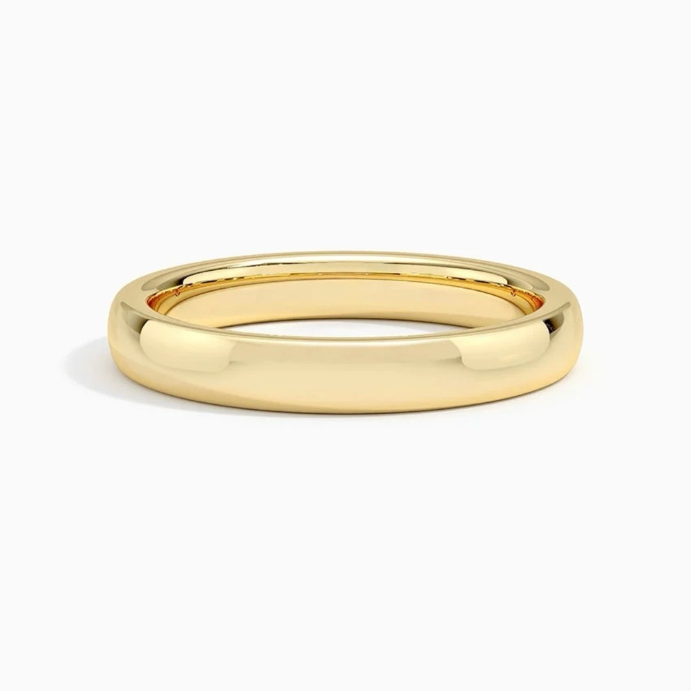 14K Gold Plated Band Ring 3 mm | Simple Dome Wedding Ring | Minimal Jewelry - Picture 3 of 10